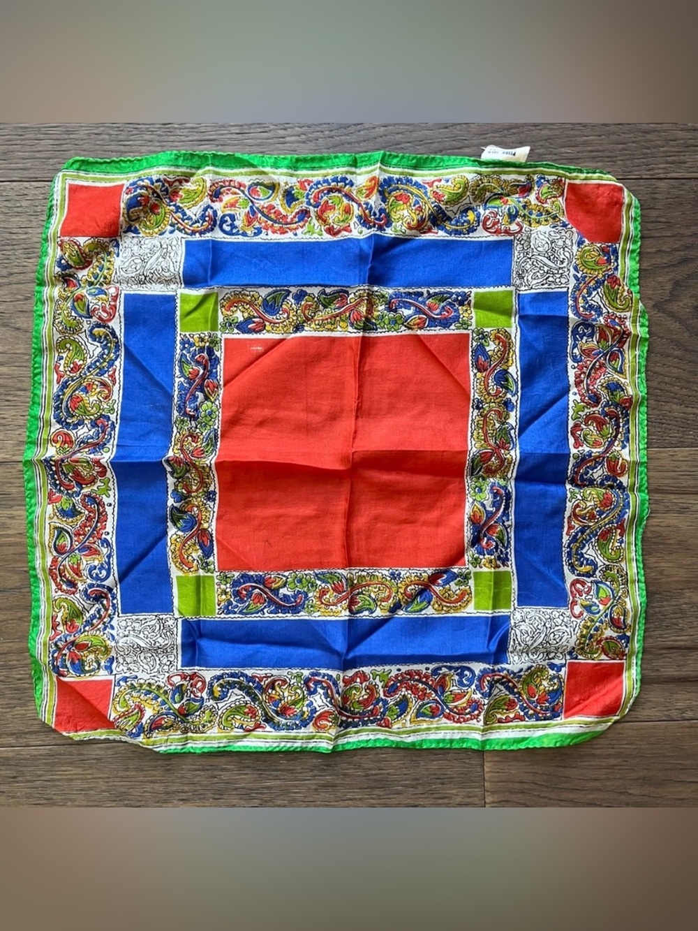 Vintage silk scarf, classic Italian colors and design paisley, purse/head scarf